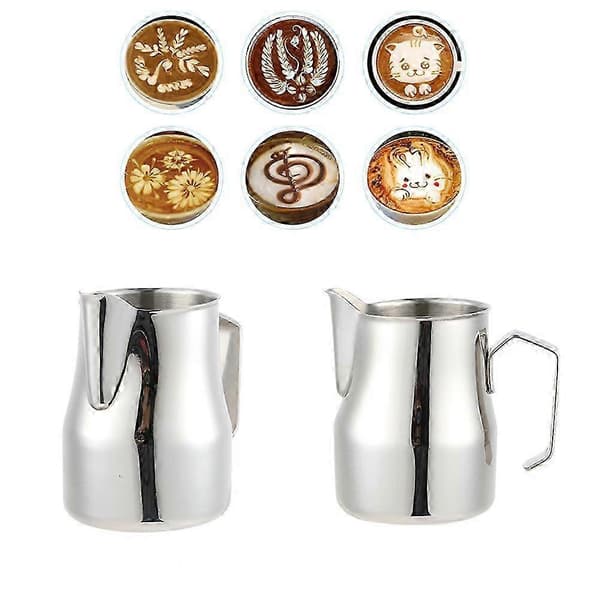 Mælkeskummerkande i rustfrit stål til Latte Art, 1 stk. sølvkande, ny 2026