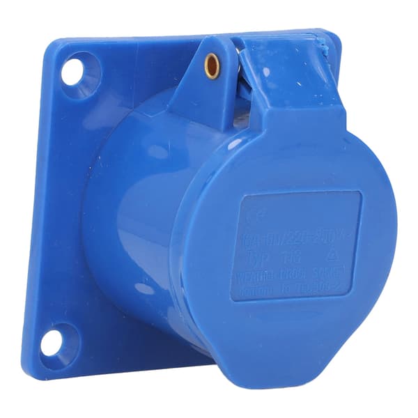 3-pins industriell plugg PC messing blå CEE strømuttak IP44 220-250V