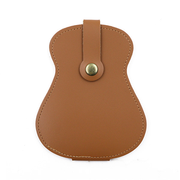 【XiYa butik】Läder plektrumhållare, handgjord PU-läder plektrumhållare med 18 fack för plektrum Light Brown