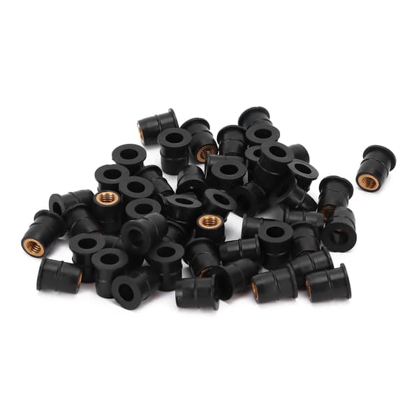50 st. Gummimutter M6x0.8mm Modifiering för Motorcyklar ATVs Vindrutor Kaross