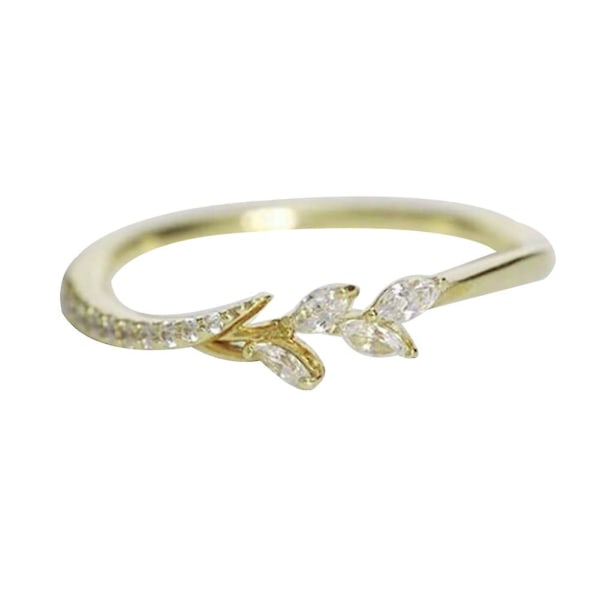 Mode Kvinnor Blommor Cubic Zirconia Finger Ring Brudförlovning Smycken Present Golden US 7