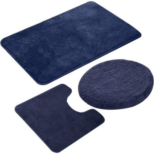 Badmatta set med 3 delar, fluffig duschköksmatta, mjuk mikrofibermatta set , enfärgad halkfri och absorberande golv