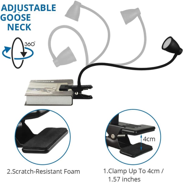 Medium 2 stykker stue soveværelse øjenbeskyttelse led clips lampe usb clip bordlampe læse og lære fylde lys led