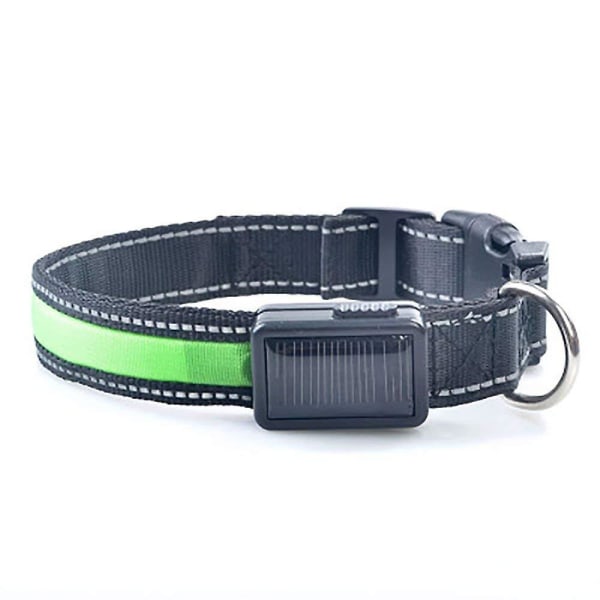 Koiran kaulapannat, valjaat ja talutushihnat, LED elektroninen salamapanta, aurinko- USB lataus (vihreä L)