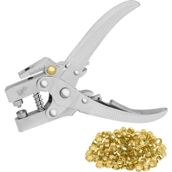 Øjetænger - 16 cm bæltetang - 5 mm guld metaløjer, (200 x 5 mm hulknapper)