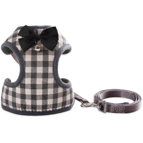 Hundhalsband, selar och koppel, koppel för hundklänning med rosett (grå rutig S)