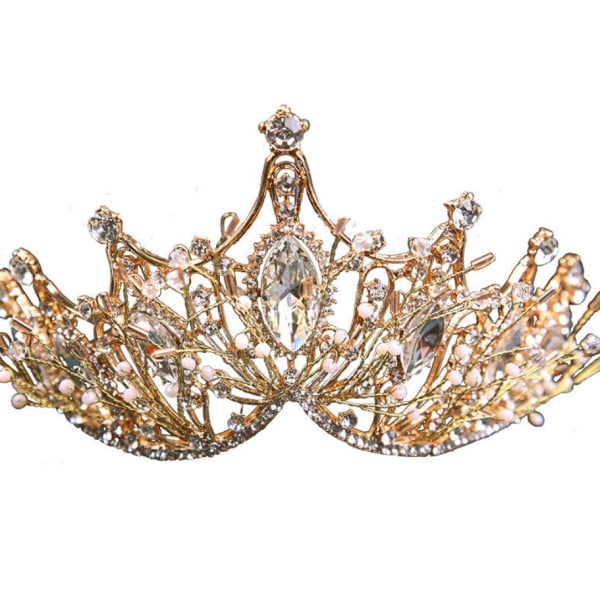 Super Fairy Rhinestone Crown pandebånd (guld)