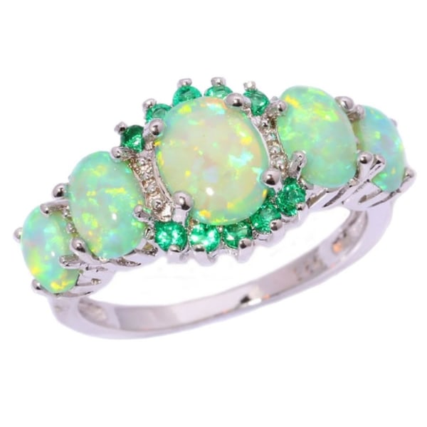 Kvinnor Ring Geometrisk Faux Gem Smycken galvanisering Bright Luster Ring för bröllop Green US 6