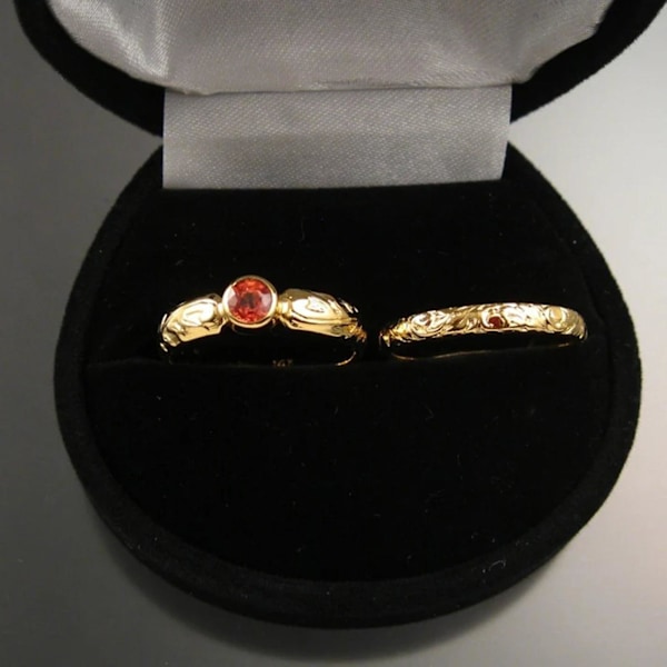 2st Fingerringar Gravering Röd Faux Gem Dam Geometriska Strass Ringar För Bröllop US 8