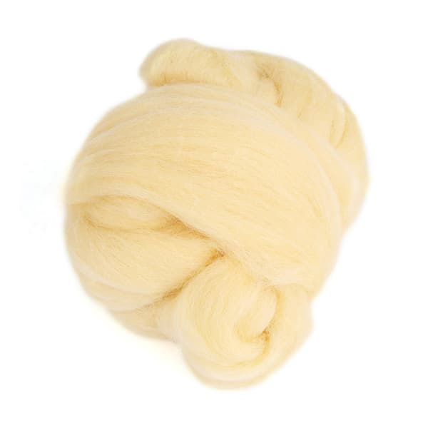 Farvet nålefiltning uld roving - creme (55g)