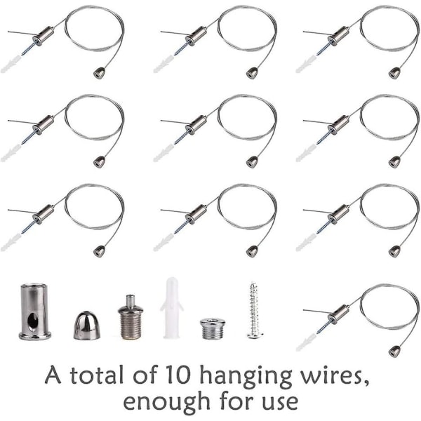 10 st rostfritt stål vajerrep krok, rostfritt stål rep hängande tråd kit rostfritt stål upphängningsögla nylon rostfri stål vajer 1.5
