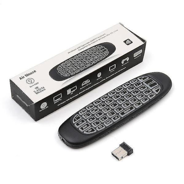 c120 Trefärgad bakgrundsbelyst 2,4 g trådlös minitangentbord Airmouse