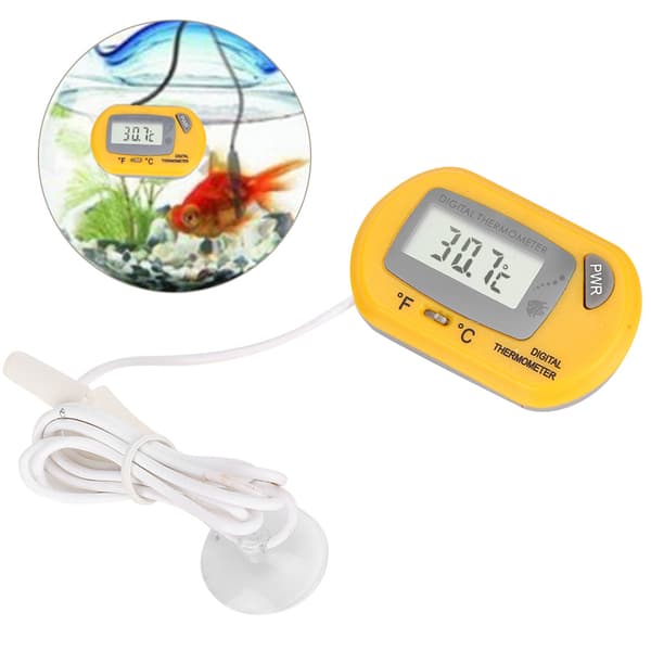 Digital LCD Sensor Akvarium Vattentermometer Styrenenhet Kabelansluten Akvarietillbehör Gul