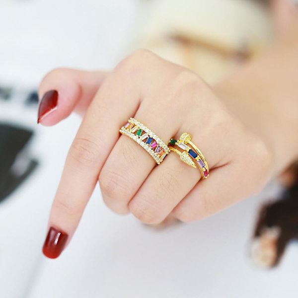 Ring Vintage Zircon Metallic Element Modesmykker Ac10243 A