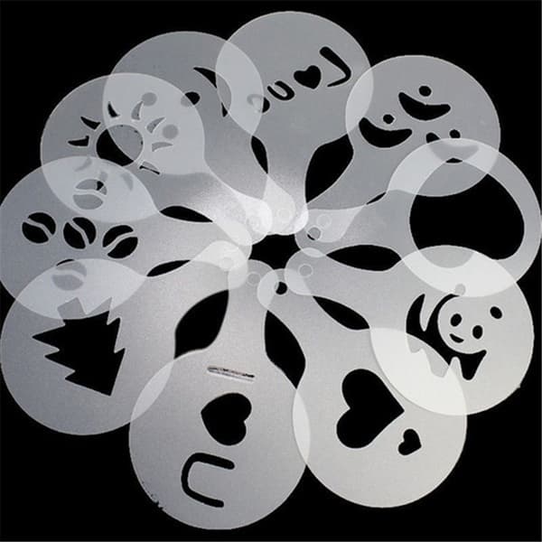 16 stk. plastik cappuccino kaffe skum spray stencils DIY dekorationsforme