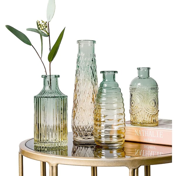 4 stk vintage reliefvase