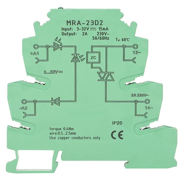 MRa 23D2 Ultratynd 6,2 mm Solid State Relæmodul Input 3-32VDC