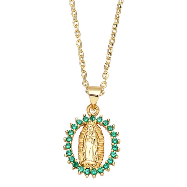 Halskæde Vintage Zircon The Virgin Mary Fashion smykker Ac8648 Pink