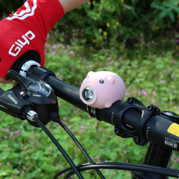 Cykeltilbehør USB genopladelig børnecykellygte Piggy-forlygte (sort)
