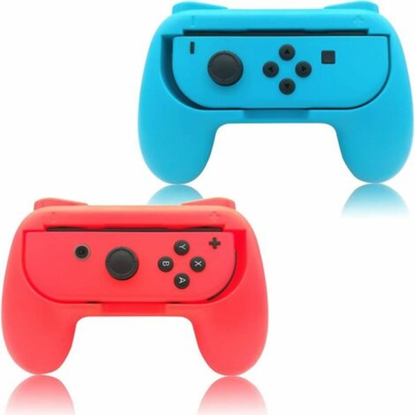 Grepp kompatibla med Joy Con för Switch & OLED-modell, Comfort Joystick Grips - Blå och Röd (2 förpackningar)