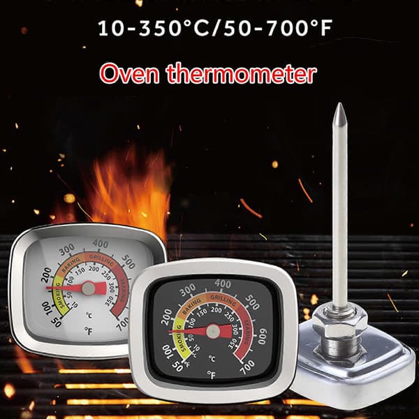BBQ Termometer Måler Kulgrill Pit Ryger Temp Måler Grill Termometer Rustfrit Stål Temp Måleværktøj Hvid White