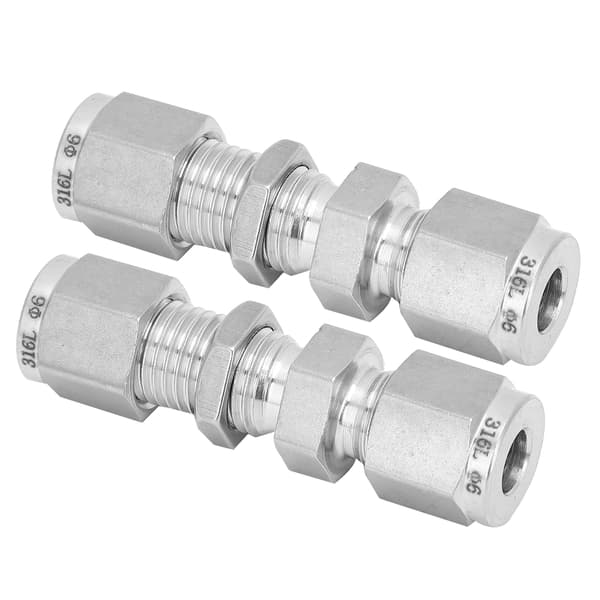 2 STK 316 Rustfrit Stål Kompressionsmuffe Dobbelt Ferrule Fitting Tilbehør 6mm