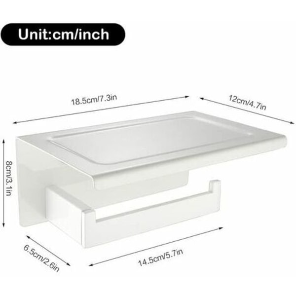 Moderne toiletpapirholder med hylde lavet af 304 rustfrit stål Holdbar blød hvid farve i moderne designdekor