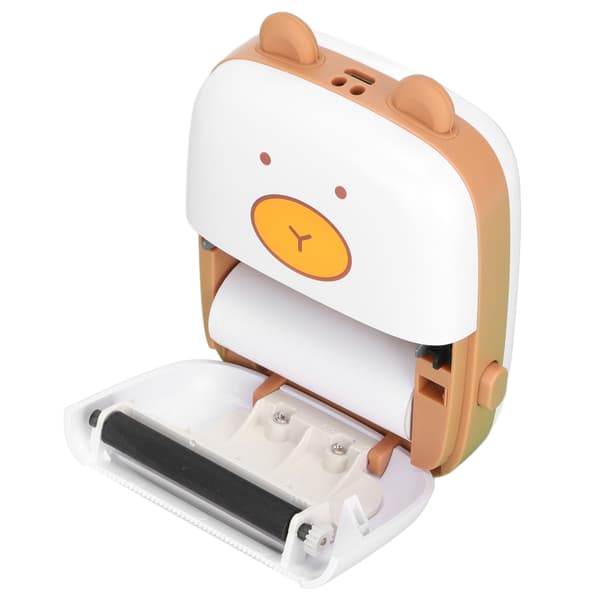 Bärbar Trådlös Mini Fotoprinter Söt Björnform Plastpapper Kabel för Studenter