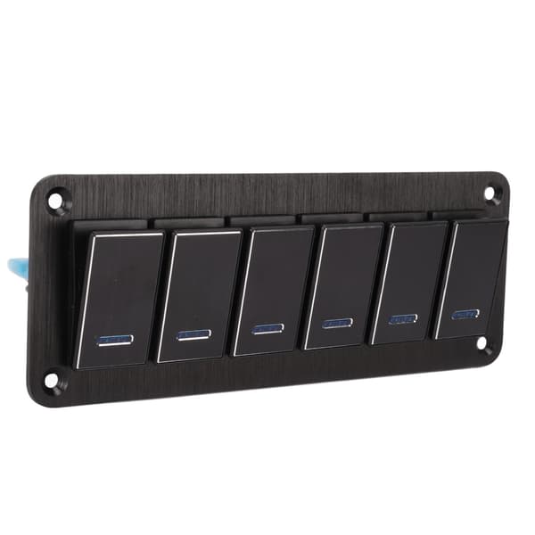 6 Gang Vandtæt Toggle Switch Panel DC12V til 24V 3PIN Blå Baggrundslys 30A Forudtrådet til RV Yacht Bil