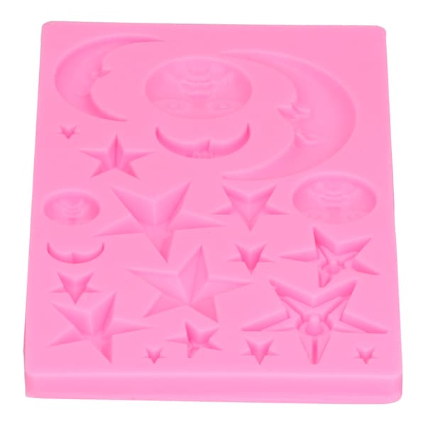Stjerne Måne Silikon Ansiktsform DIY Sjokoladekake Bakeverktøy Rosa