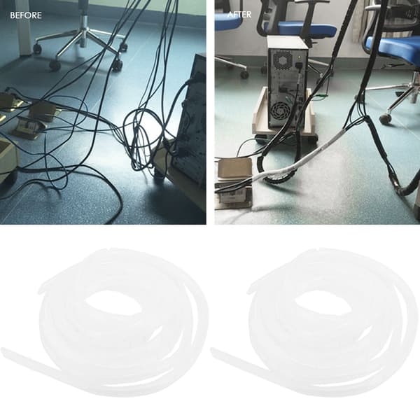 2-pack PP Spiraltrådsskydd 14 mm Vit Kabelskyddsslang