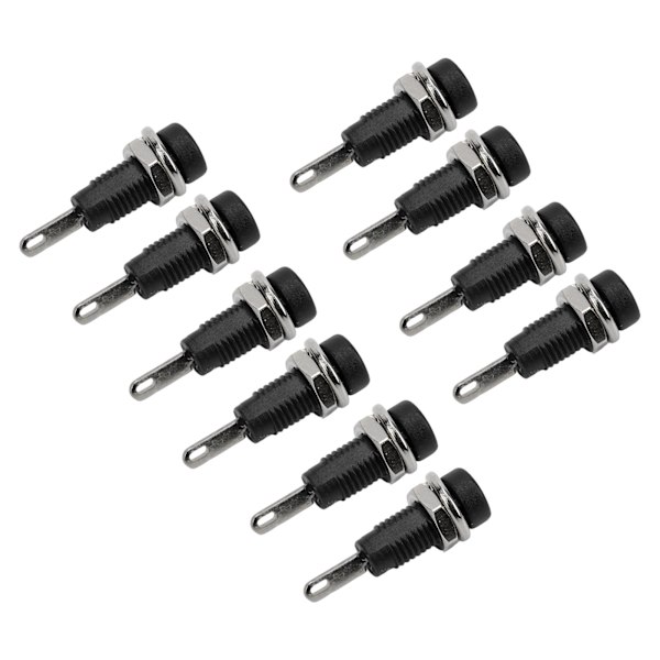 2 mm Bananstik Panel Sokkel Forlænget Stik Adapter - 10 stk (sort)