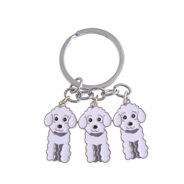 Poodle Shape Bilnyckelring Metall Hund Form Bilnyckelring Dekorationer Hängande hänge (pudelsvart) White