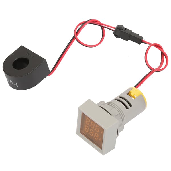2 i 1 LED Indikatorlys Mini Digitalt Display Amperemeter Voltmeter Firkantet Signallampe Gul