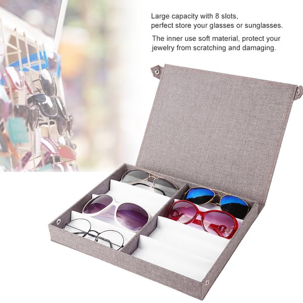 8-pack Glasögonförvaring Solglasögon Display Smyckesbehållare Fodral Organizer med Knapp