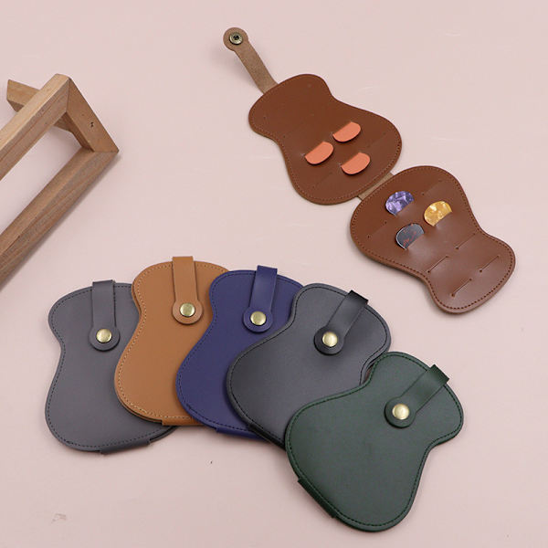 【XiYa butik】Läder plektrumhållare, handgjord PU-läder plektrumhållare med 18 fack för plektrum Dark Brown