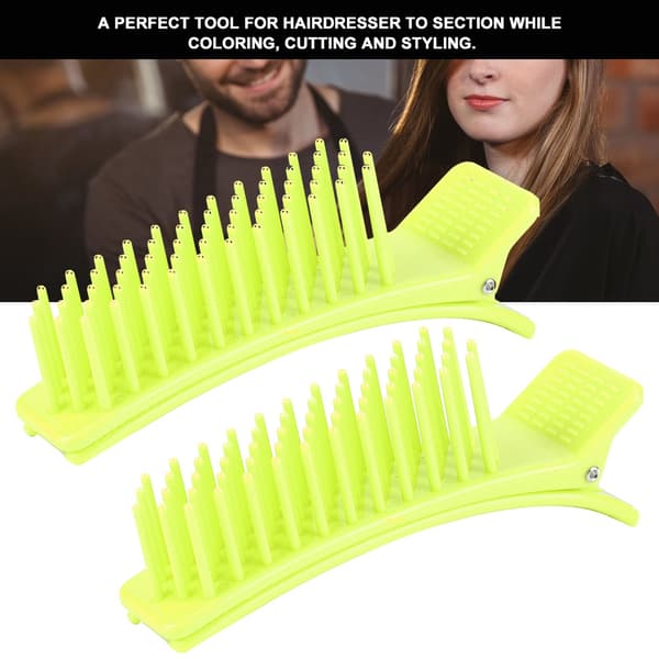 Fluorescerande Grön Hårsektioneringsklämma Stylinggrepp 2-pack