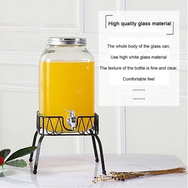 3L Glasflaske Drikkedispenser i Glas Mason Jar Drikkeautomat Glasvæskedispenser