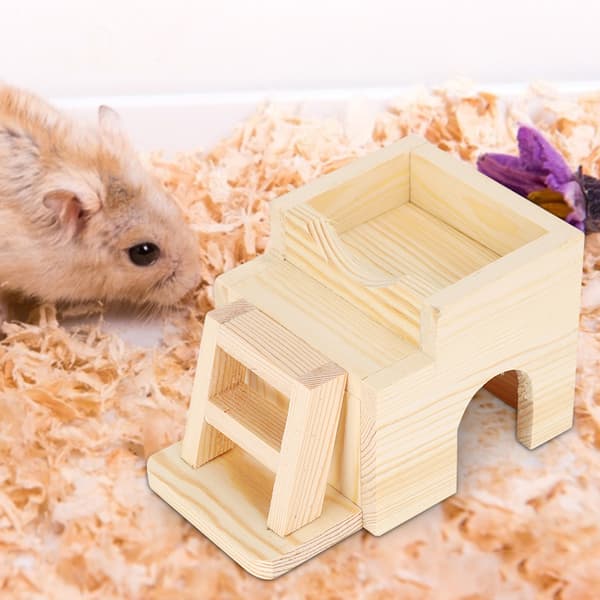 Litet Trä Hamster Säkert Sovhus Leksak Djurtillbehör
