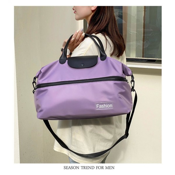 Resväska med stor kapacitet Vattentät sportväska Mode multifunktionell handväska Svart (lila)