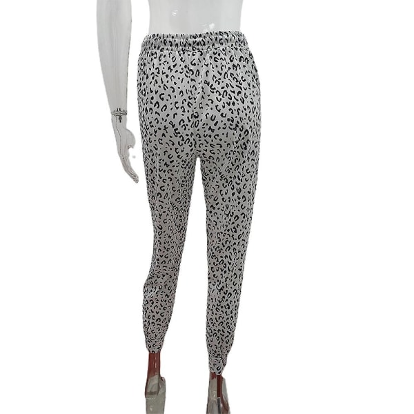 Stretch-träningsbyxor i leopard med dragsko för kvinnor Grey XL