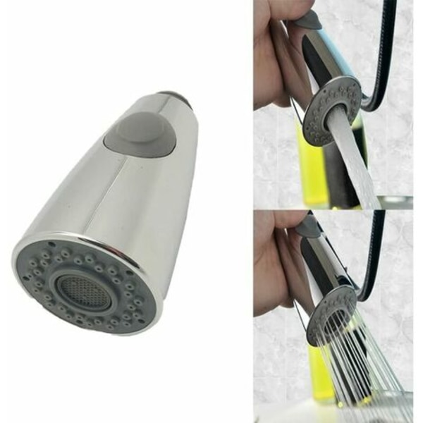Tvåfunktionsbyte för köksblandare för att byta ut för diskbänken Sprayhuvud Krom 1/2" gränssnitt - Silver
