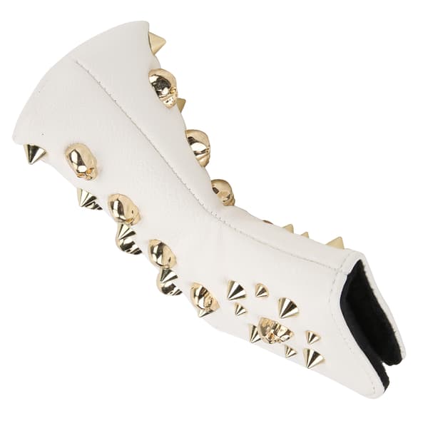 Vattentäta Golf Head Covers i PU-läder L-formad Putter Skelett Nitskydd Vit