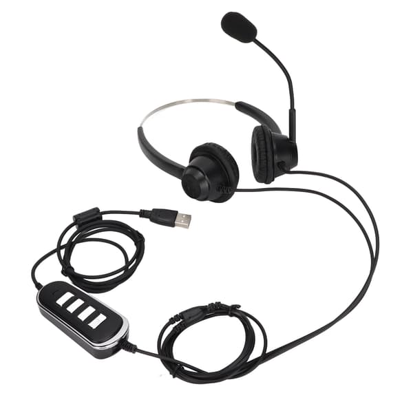 USB Call Center Headset med Mikrofon Støjreducerende Binaural RJ9 Kabel