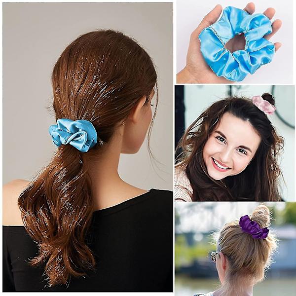 9 stk Led lys hår scrunchies satin elastiske bånd binde reb - 3 farver lys tilstande