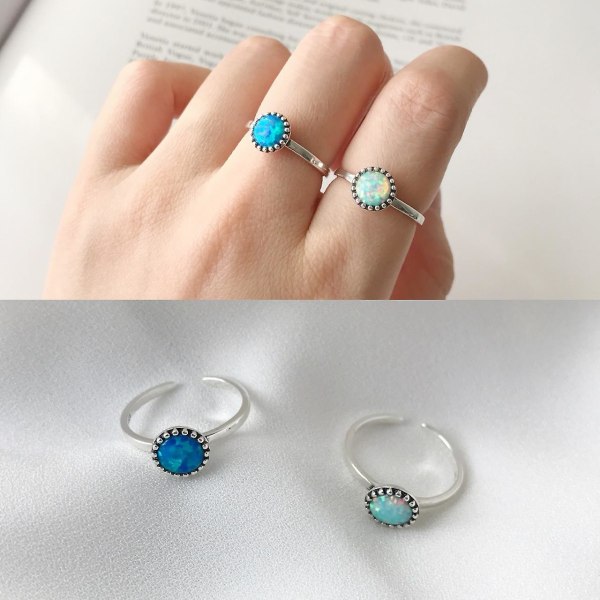 Ring Silver S925 Vintage modesmycken Ac7465 Blue