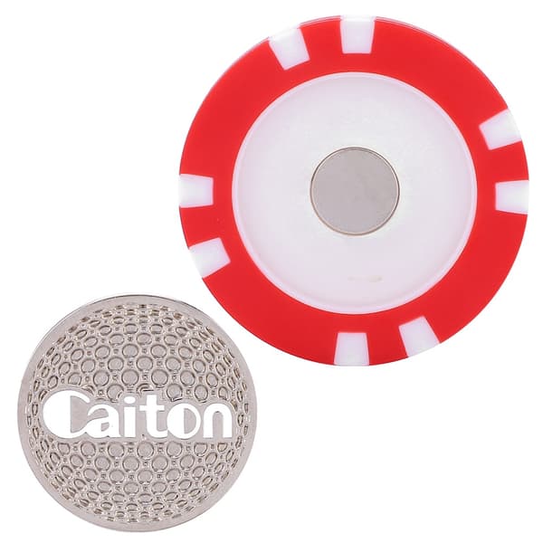 Caiton Holdbar ABS Golfboldmarkør Poker Chip Golfgave Rød