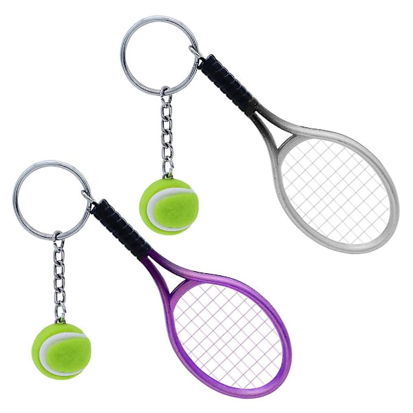 2kpl Creative Tennis Racket Avaimenperä Lovely Charm Tennis Ball Avaimenperä