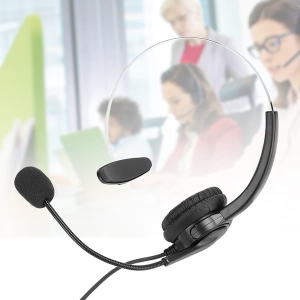 Callcenter-headset med mikrofon, håndfri støjreducerende mono-headset 3,5 mm interface til fastnettelefon