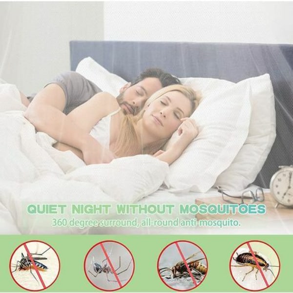 Firkantet seng myggenet, polyester himmelsenge, myggenet til dobbeltseng og enkeltseng med installationsværktøj, Effec